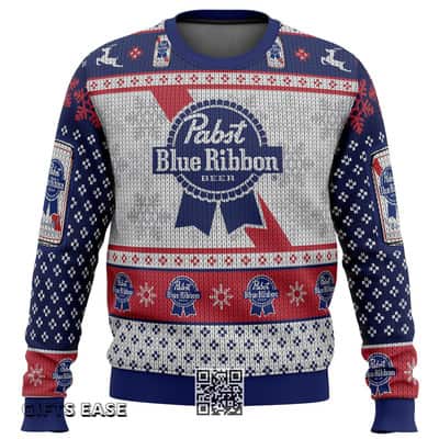 Pabst Blue Ribbon Beer Ugly Christmas Sweater