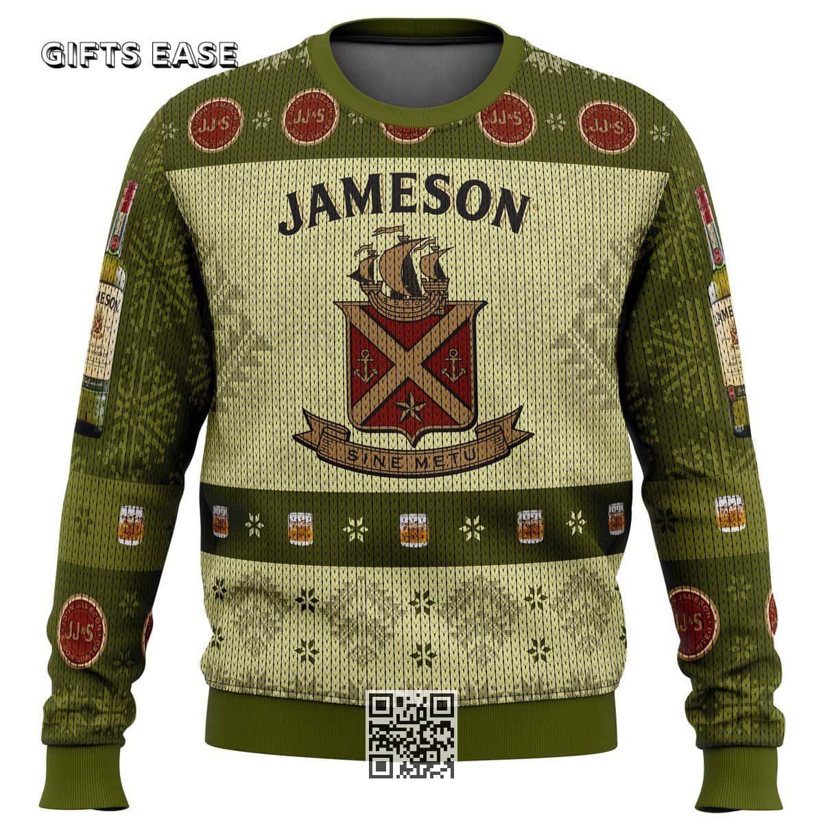 Jameson Irish Whiskey Ugly Christmas Sweater Snowflakes Pattern Jameson Irish Whiskey Ugly Christmas Sweater Snowflakes Pattern