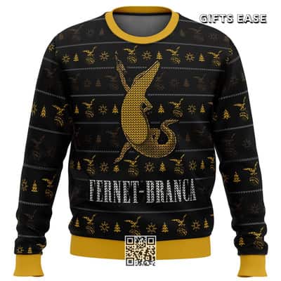 Black And Yellow Fernet Branca Ugly Christmas Sweater