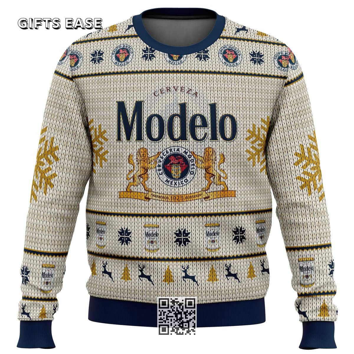 Cerveza Modelo Beer Ugly Christmas Sweater Reindeer Pine Tree Cerveza Modelo Beer Ugly Christmas Sweater Reindeer Pine Tree
