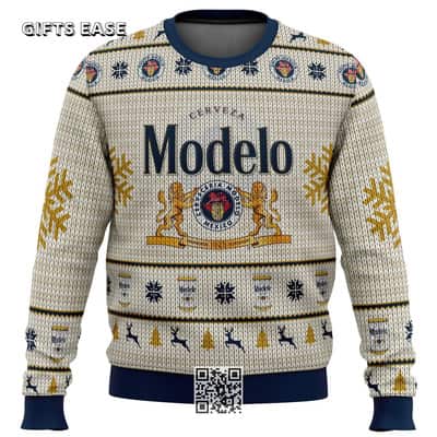 Cerveza Modelo Beer Ugly Christmas Sweater Reindeer Pine Tree