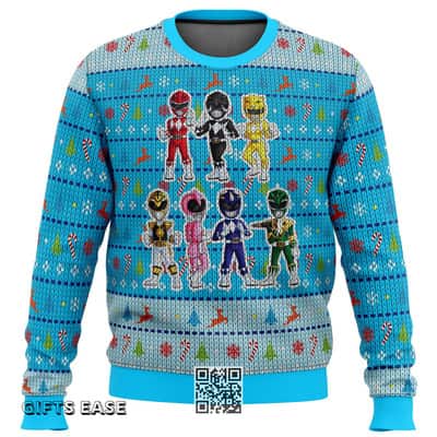 Cool Mighty Morphin Chibis Power Rangers Ugly Christmas Sweater