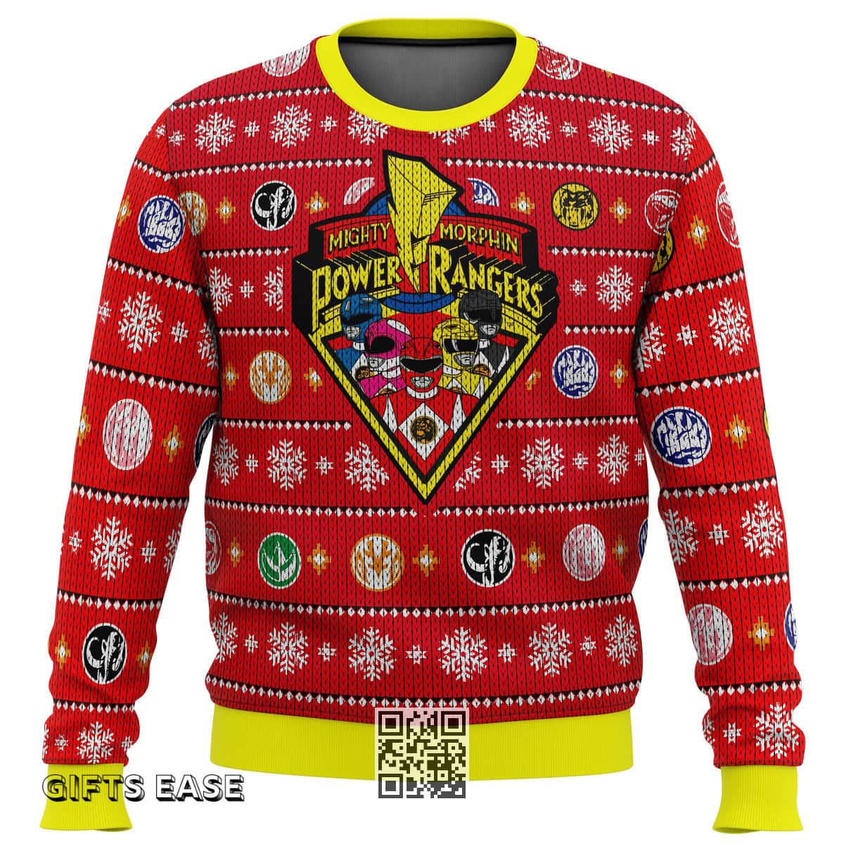 Red Mighty Morphin Power Rangers Ugly Christmas Sweater Red Mighty Morphin Power Rangers Ugly Christmas Sweater