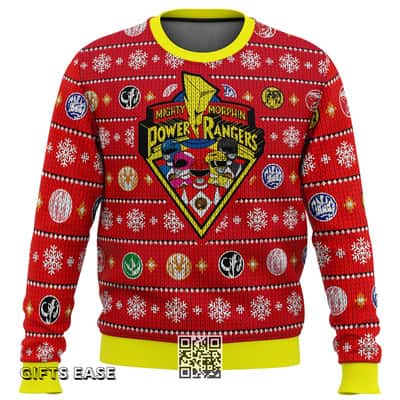 Red Mighty Morphin Power Rangers Ugly Christmas Sweater