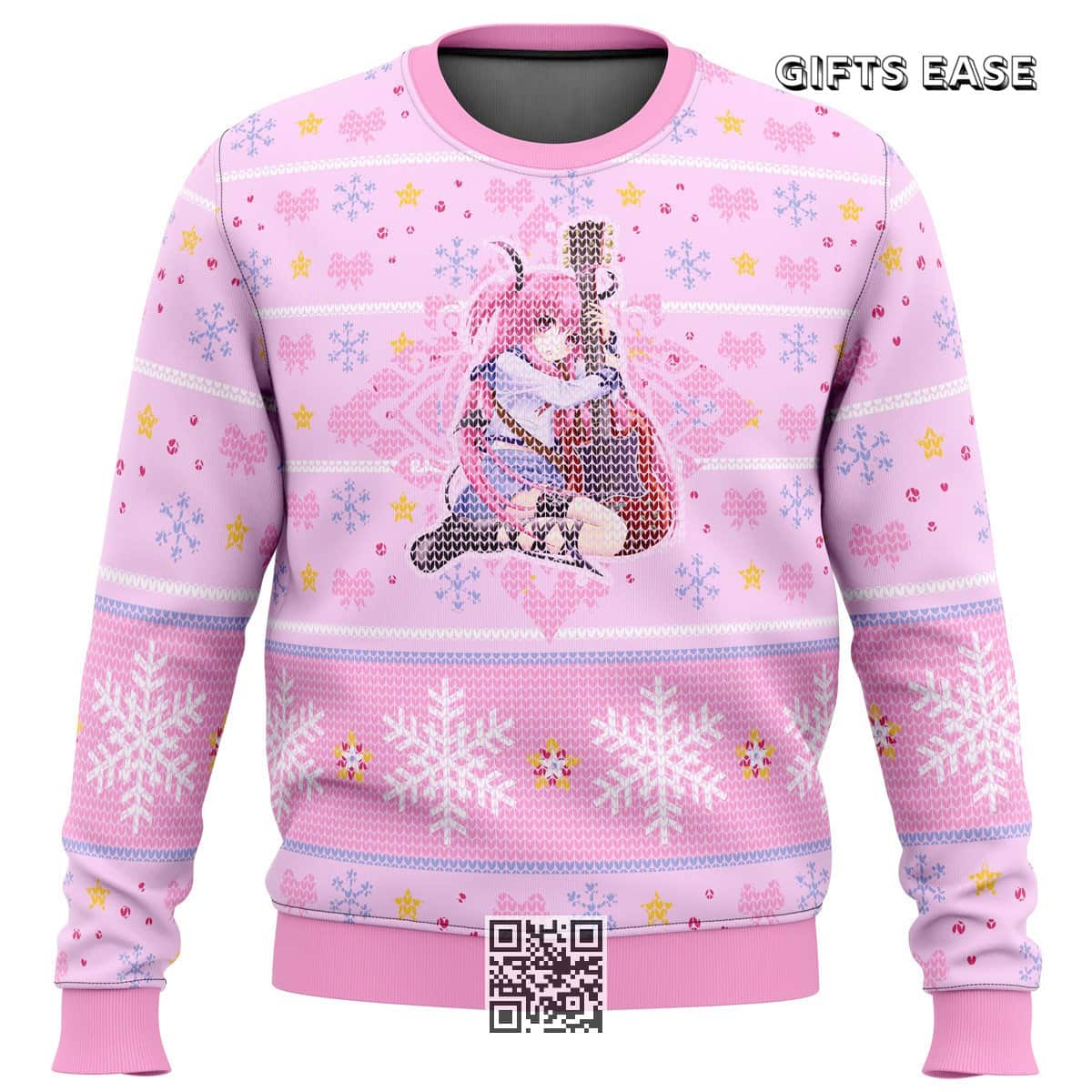 Pink Angel Beats Yui Loves Guitar Ugly Christmas Sweater Gift For Girlfriend Pink Angel Beats Yui Loves Guitar Ugly Christmas Sweater Gift For Girlfriend