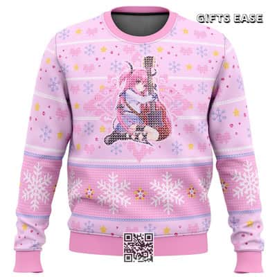 Pink Angel Beats Yui Loves Guitar Ugly Christmas Sweater Gift For Girlfriend