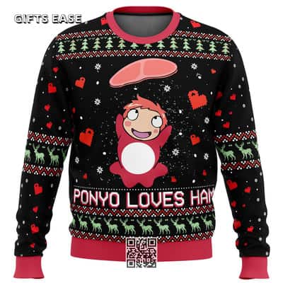 Studio Ghibli Ugly Christmas Sweater Ponyo Loves Ham Miyazaki