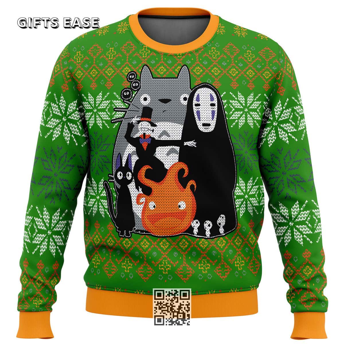 Studio Ghibli Ugly Christmas Sweater Totoro No-Face Jiji Calcifer Studio Ghibli Ugly Christmas Sweater Totoro No-Face Jiji Calcifer
