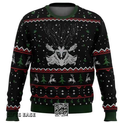 Black Studio Ghibli Forest Spirit Princess Mononoke Miyazaki Ugly Christmas Sweater Black Studio Ghibli Forest Spirit Princess Mononoke Miyazaki Ugly Christmas Sweater
