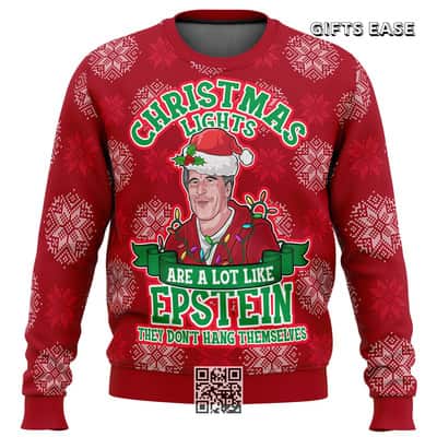 Red Xmas Lights Are A Lot Like Epstein Ugly Christmas Sweater