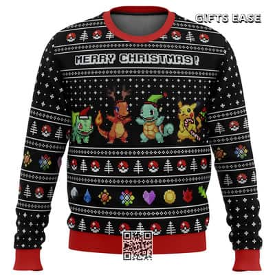 Pokemon Kanto Starters Ugly Christmas Sweater Bulbasaur Charmander Squirtle Pikachu