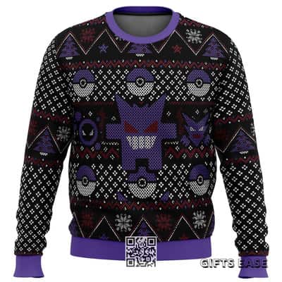 Black Pokemon Ghosts Gengar Ghastly Haunter Ugly Christmas Sweater