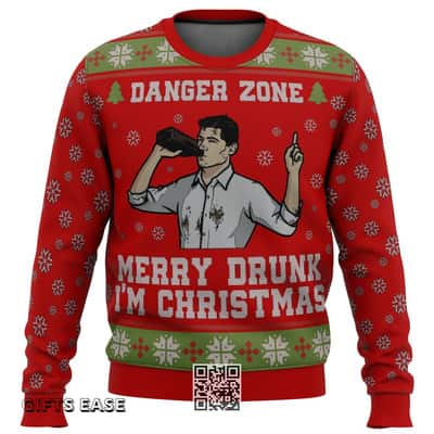 Sterling Archer Ugly Christmas Sweater Merry Drunk I&rsquo;m Christmas