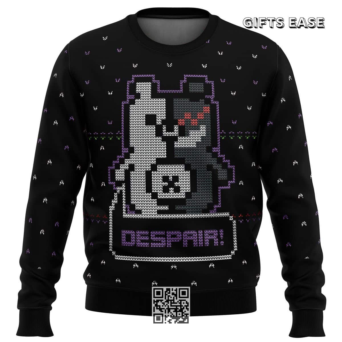Black Danganropa Monokuma Ugly Christmas Sweater Despair Black Danganropa Monokuma Ugly Christmas Sweater Despair