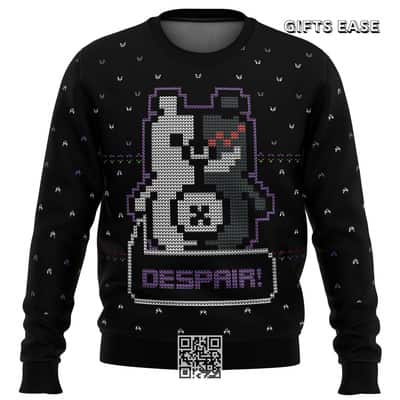 Black Danganropa Monokuma Ugly Christmas Sweater Despair