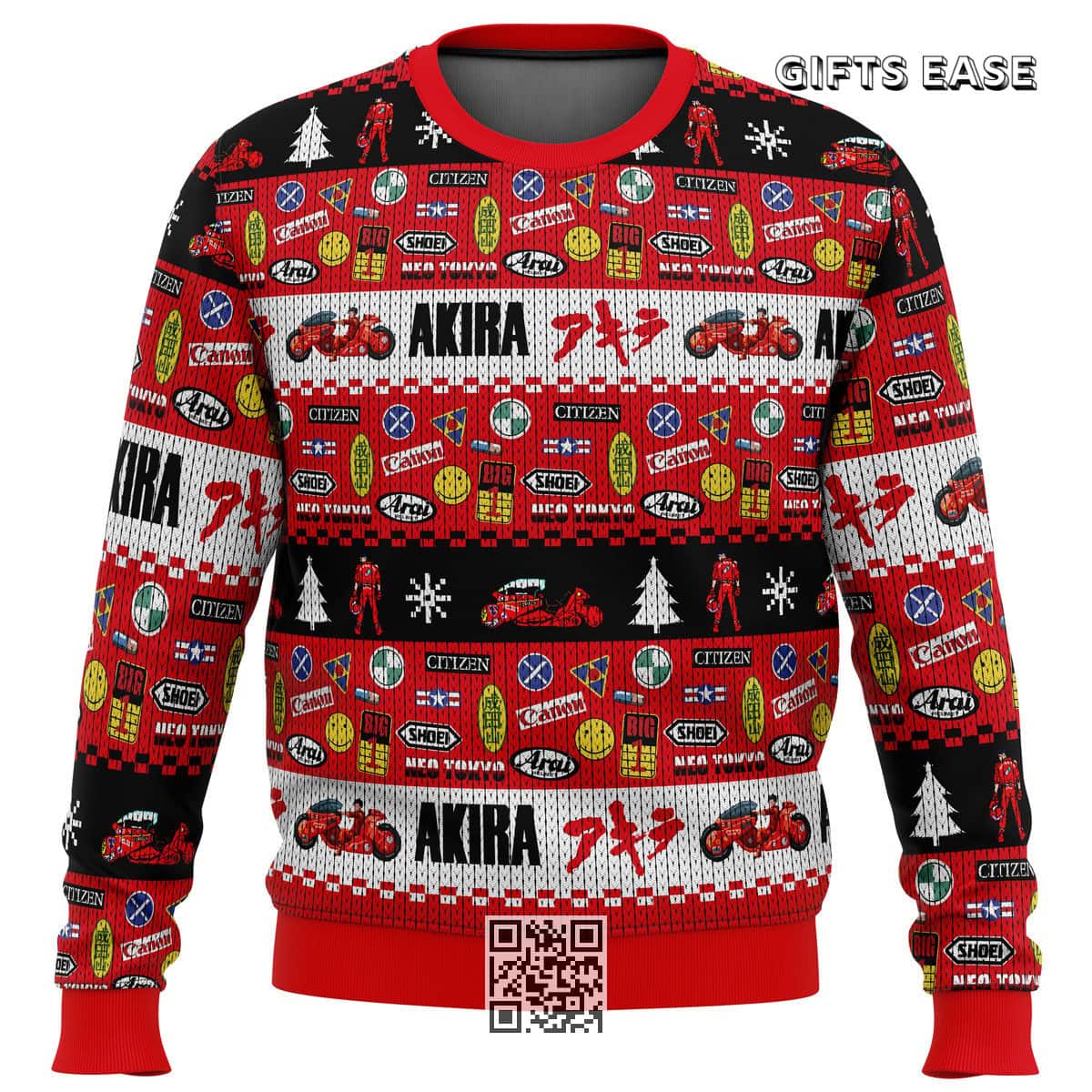 Red Black Akira Bike Decals Ugly Christmas Sweater Red Black Akira Bike Decals Ugly Christmas Sweater