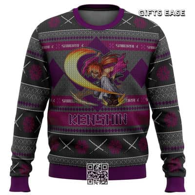 Rurouni Keshin Battousai Samurai X Ugly Christmas Sweater Snowflakes