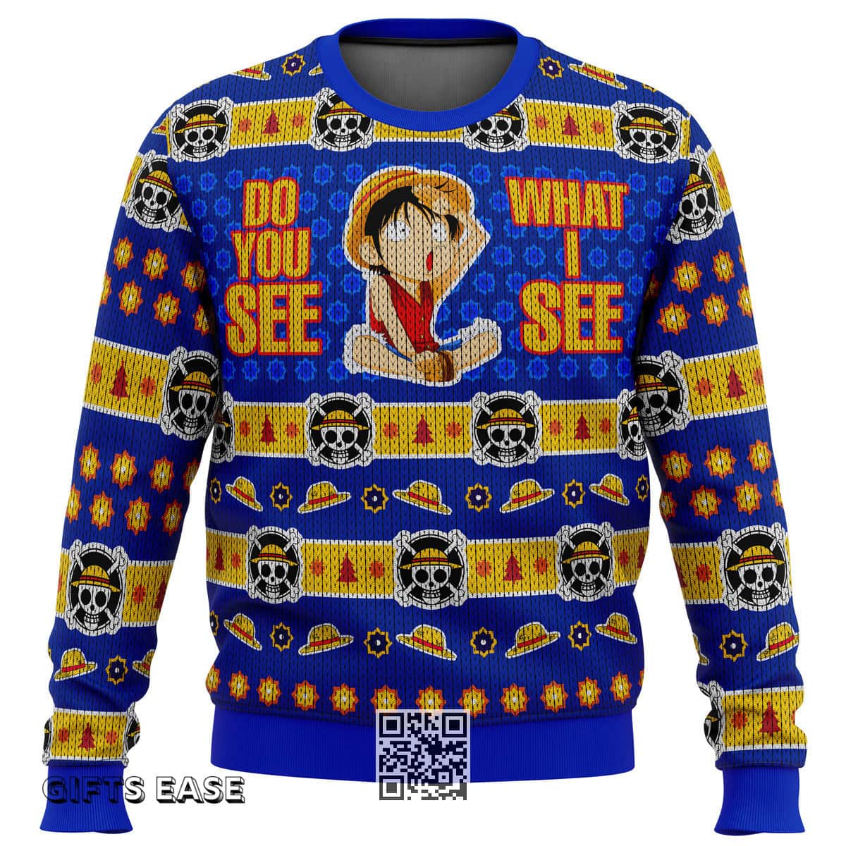 Monkey D Luffy One Piece Ugly Christmas Sweater Do You See What I See Monkey D Luffy One Piece Ugly Christmas Sweater Do You See What I See