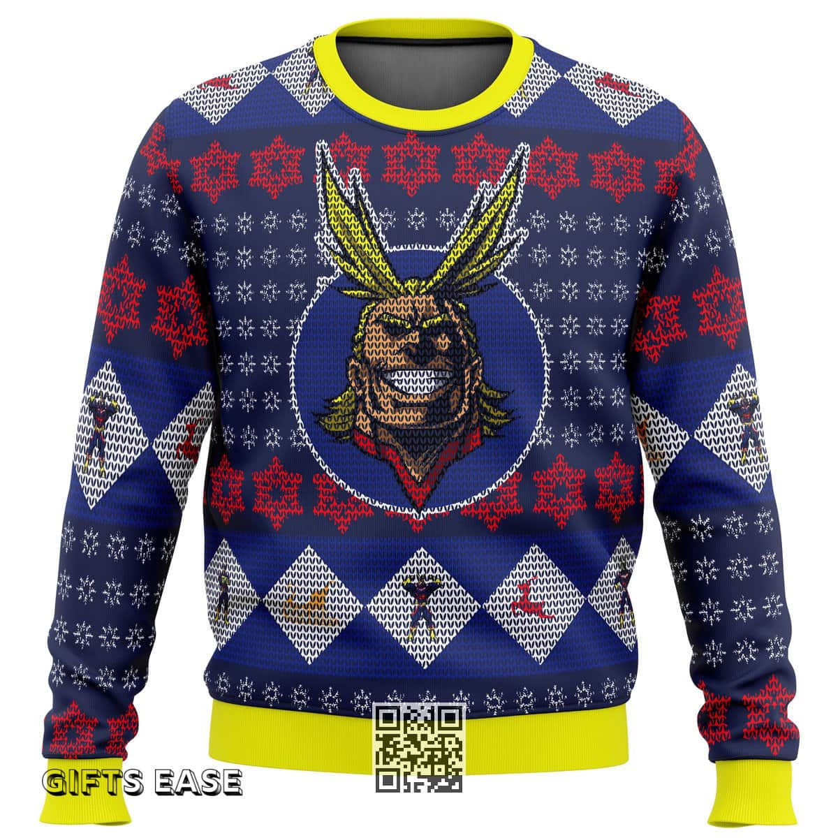All Might My Hero Academia Ugly Christmas Sweater Snowflakes Pattern All Might My Hero Academia Ugly Christmas Sweater Snowflakes Pattern