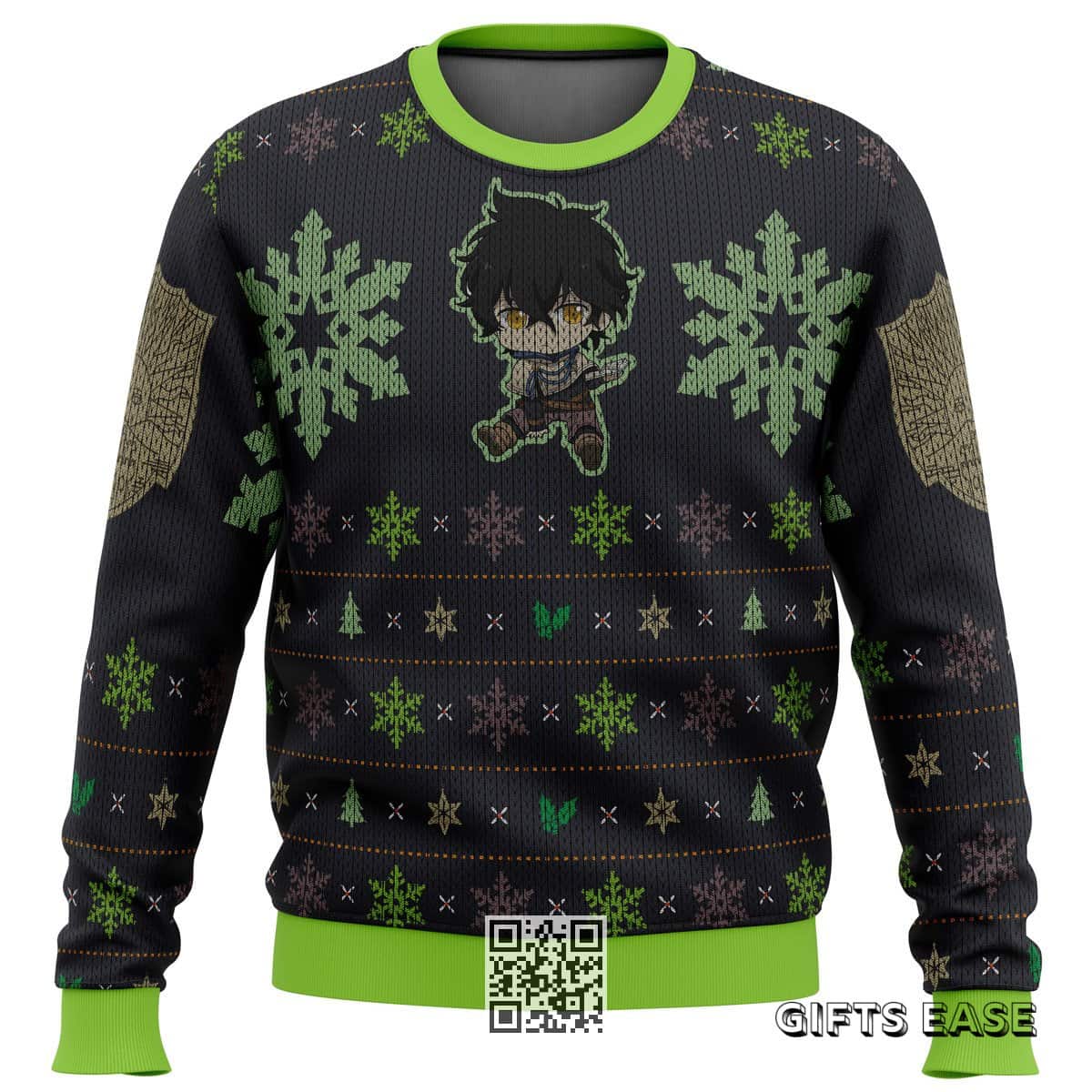 Yuno Black Clover Ugly Christmas Sweater Snowflakes Pattern Yuno Black Clover Ugly Christmas Sweater Snowflakes Pattern