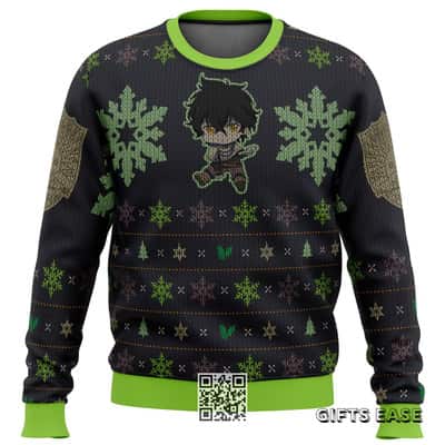Yuno Black Clover Ugly Christmas Sweater Snowflakes Pattern