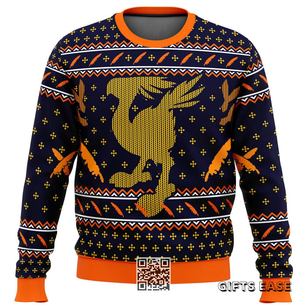 Black Final Fantasy Chocobo Ugly Christmas Sweater Black Final Fantasy Chocobo Ugly Christmas Sweater