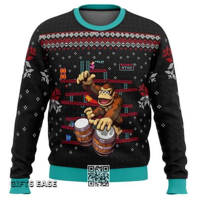 Black Donkey Kong Drums Ugly Christmas Sweater