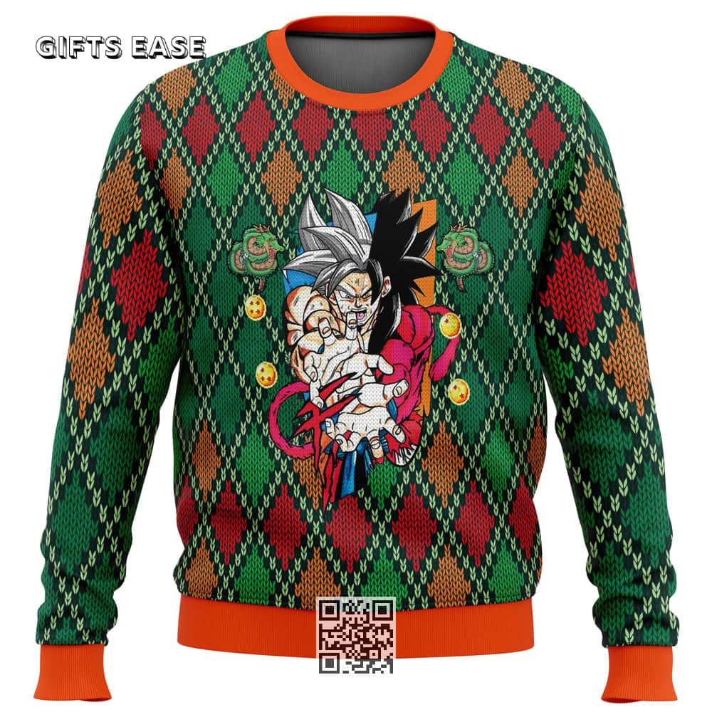 Colorful Dragon Ball Z SSJ4 Goku Ugly Christmas Sweater Colorful Dragon Ball Z SSJ4 Goku Ugly Christmas Sweater