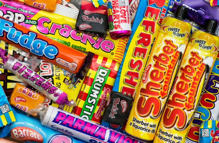 Colourful assorted childrens retro sweets and candy