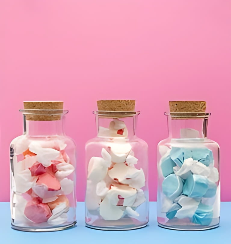 Red White and Blue Salt Water Taffy in Corked Jar