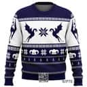 Midnight White Skyrim Dragon Ugly Christmas Sweater