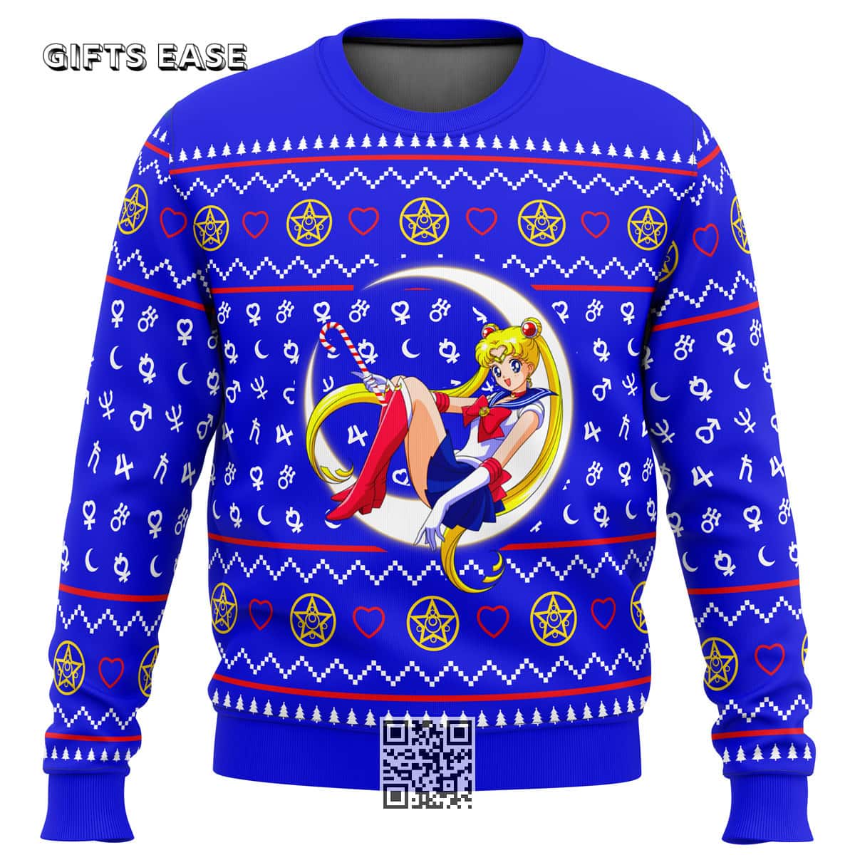 Royal Blue Sailor Moon Sitting On Moon Ugly Christmas Sweater Royal Blue Sailor Moon Sitting On Moon Ugly Christmas Sweater
