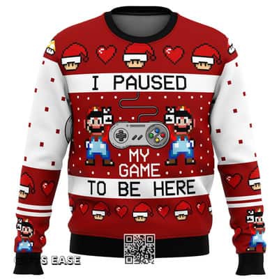 SNES Ugly Christmas Sweater I Paused My Game To Be Here