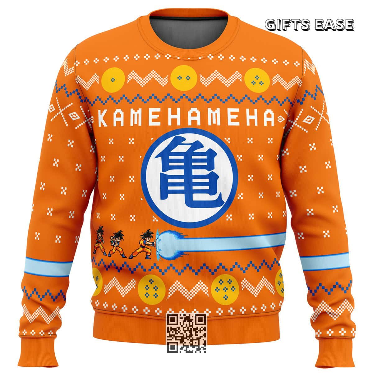 Orange Dragon Ball Z Kamehameha Ugly Christmas Sweater Orange Dragon Ball Z Kamehameha Ugly Christmas Sweater