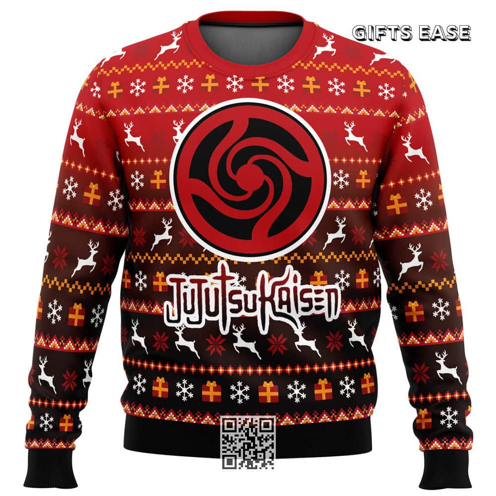 Jujutsu Kaisen Ugly Christmas Sweater Bottons Symbol Jujutsu Kaisen Ugly Christmas Sweater Bottons Symbol