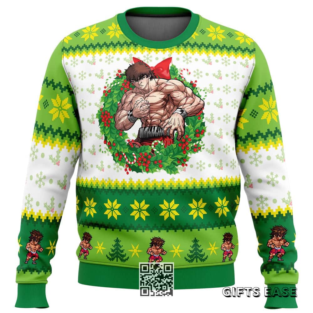 Baki Ugly Christmas Sweater Xmas Floral Wreath Baki Ugly Christmas Sweater Xmas Floral Wreath