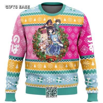 Konosuba Ugly Christmas Sweater Aqua Satou Kazuma Megumin Lalatina