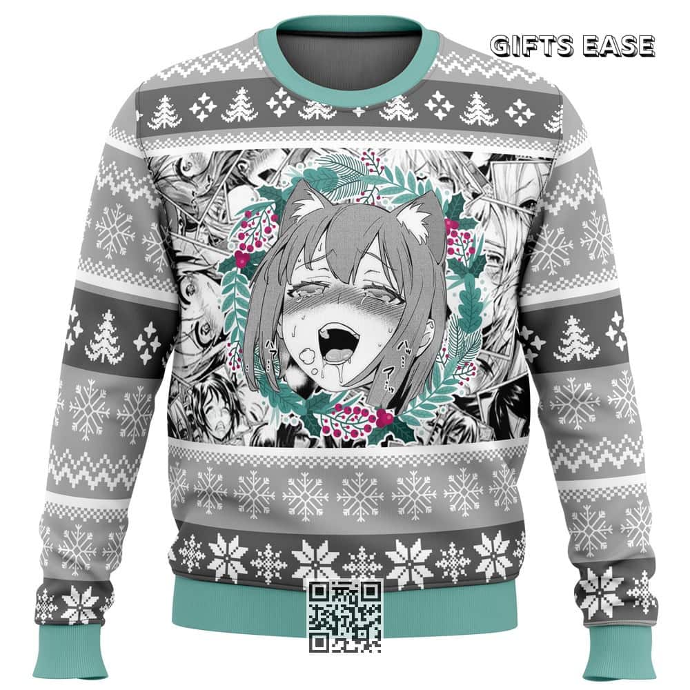 Anime Ugly Christmas Sweater Snowflake Pine Tree Anime Ugly Christmas Sweater Snowflake Pine Tree