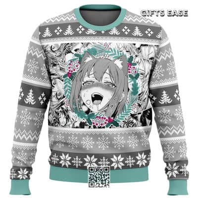Anime Ugly Christmas Sweater Snowflake Pine Tree