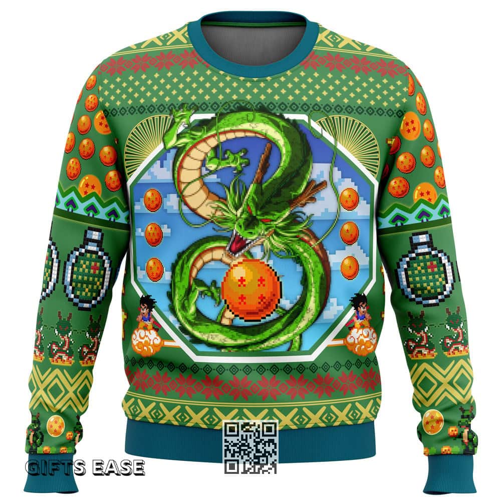 Green Shenron Dragon Ball Ugly Christmas Sweater Green Shenron Dragon Ball Ugly Christmas Sweater