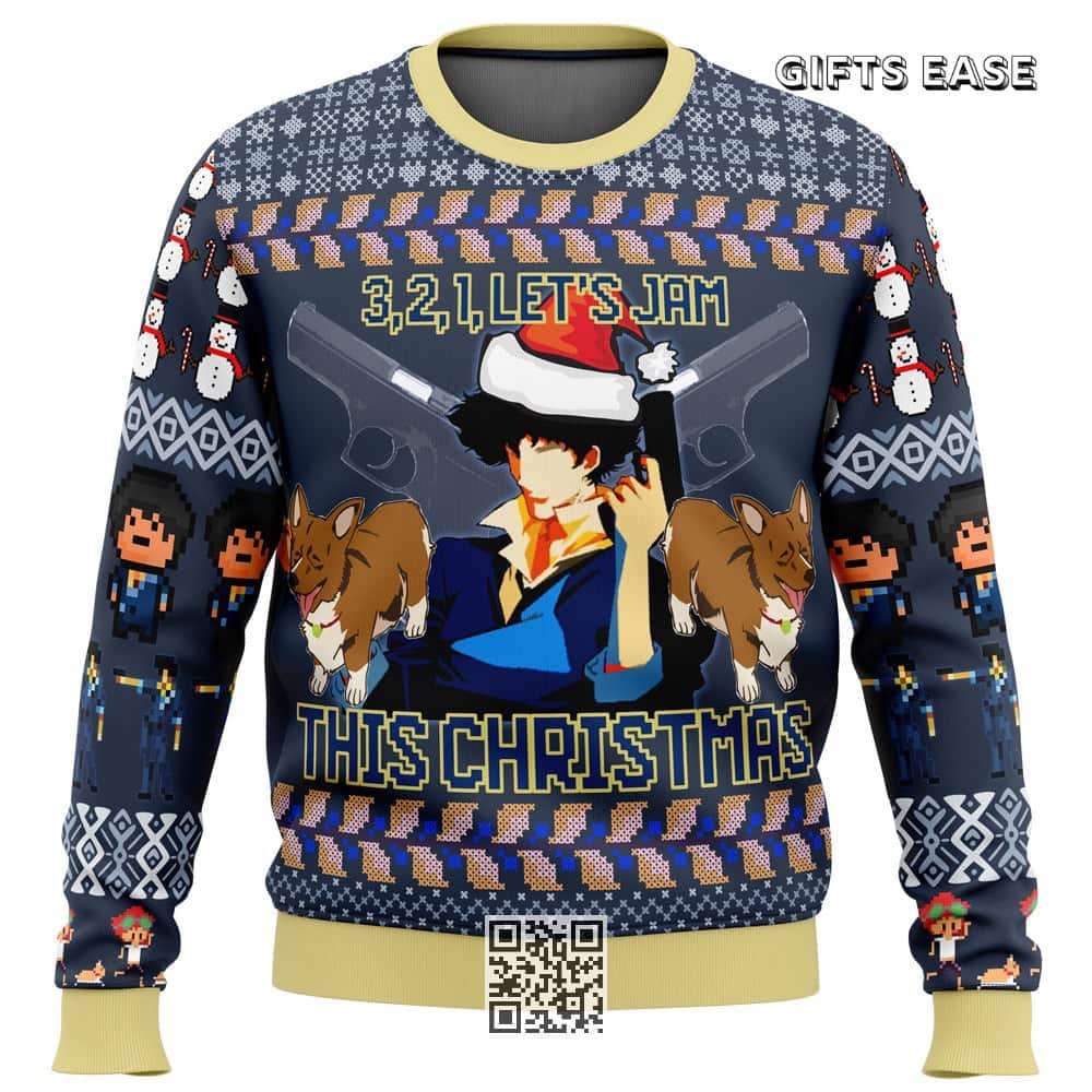 Spike Spiegel Cowboy Bebop Ugly Christmas Sweater 3 2 1 Let's Jam This Christmas Spike Spiegel Cowboy Bebop Ugly Christmas Sweater 3 2 1 Let's Jam This Christmas