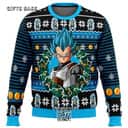 Dragon Ball Z Blue Vegeta Ugly Christmas Sweater Dragon Ball Z Blue Vegeta Ugly Christmas Sweater