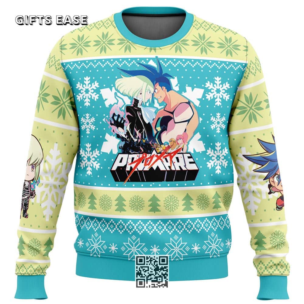 Promare Ugly Christmas Sweater Snowflakes Galo Thymos Lio-Hen Promare Ugly Christmas Sweater Snowflakes Galo Thymos Lio-Hen