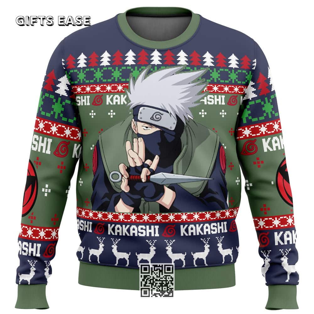 Kakashi Hatake Naruto Ugly Christmas Sweater Reindeer Pine Tree Pattern Kakashi Hatake Naruto Ugly Christmas Sweater Reindeer Pine Tree Pattern