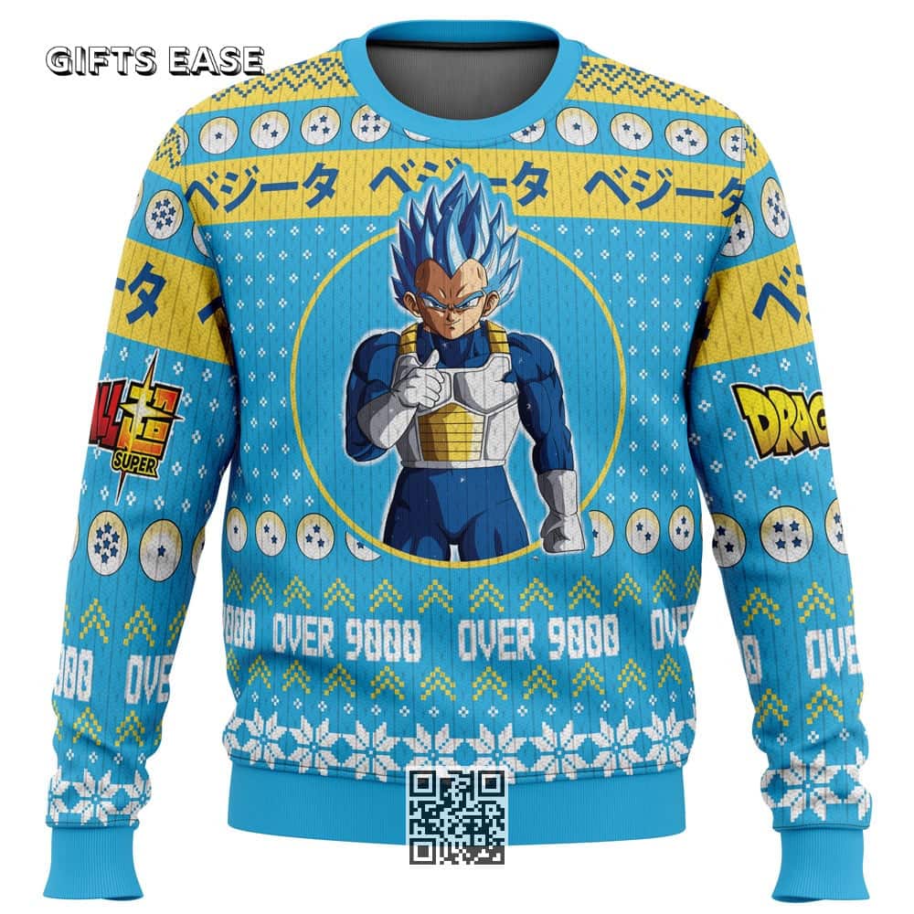 Vegeta Dragon Ball Z Ugly Christmas Sweater Over 9000 Vegeta Dragon Ball Z Ugly Christmas Sweater Over 9000