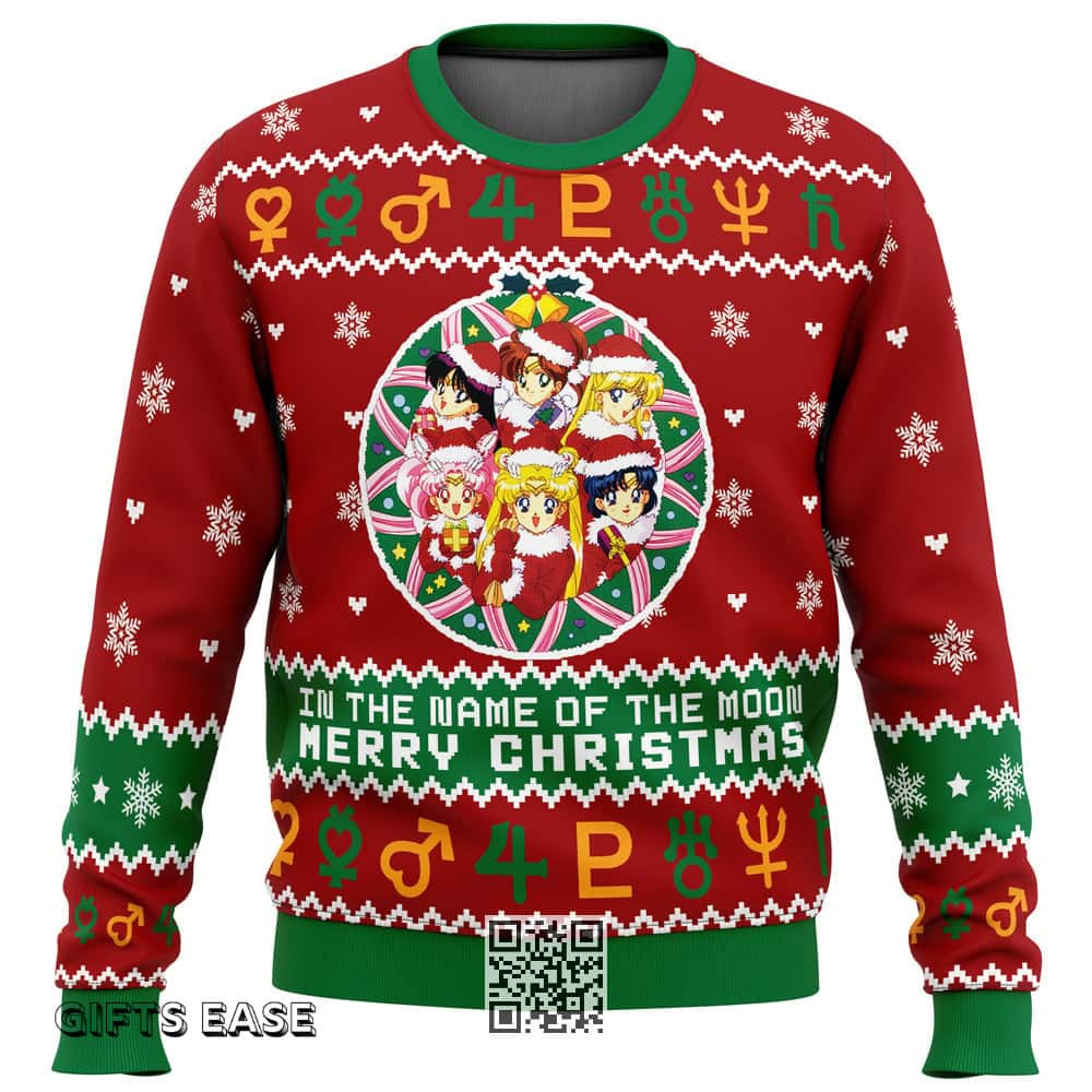 Sailor Guardians Sailor Moon Ugly Christmas Sweater In The Name Of The Moon Merry Christmas Sailor Guardians Sailor Moon Ugly Christmas Sweater In The Name Of The Moon Merry Christmas