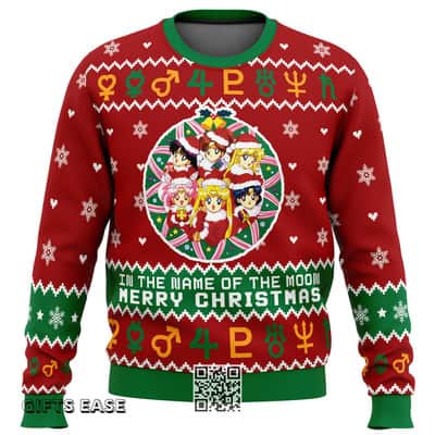 Sailor Guardians Sailor Moon Ugly Christmas Sweater In The Name Of The Moon Merry Christmas