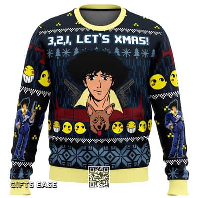 Cowboy Bebop Ugly Christmas Sweater 3, 2, 1, Let&rsquo;s Xmas