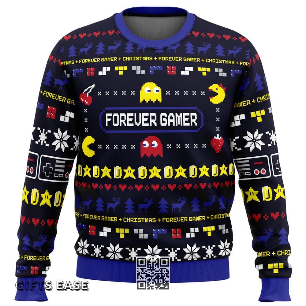 Pac-Man Ugly Christmas Sweater Forever Gamer Pac-Man Ugly Christmas Sweater Forever Gamer