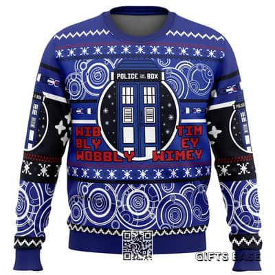 Doctor Who Ugly Christmas Sweater Wibbly Wobbly Timey Wimey Police Box